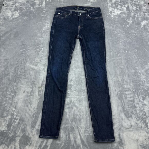 7 For All Mankind Jeans Womens Size 28 Blue Gwenevere Skinny Dark Wash Mid Rise - Picture 1 of 13